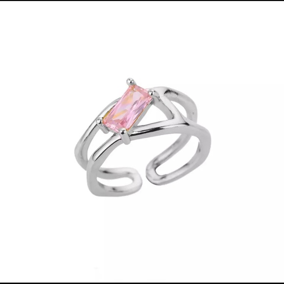 Jewelry - Silver Pink Stone Ring adjustable